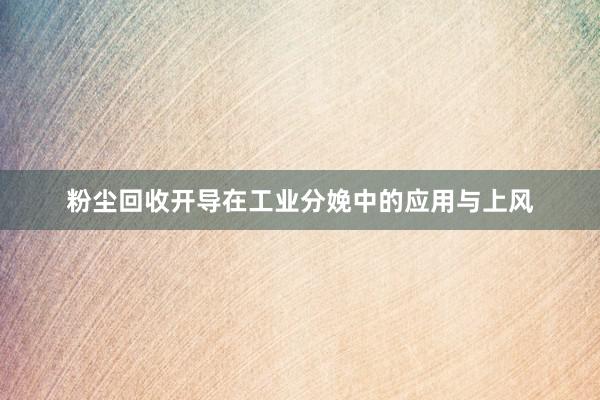 粉尘回收开导在工业分娩中的应用与上风